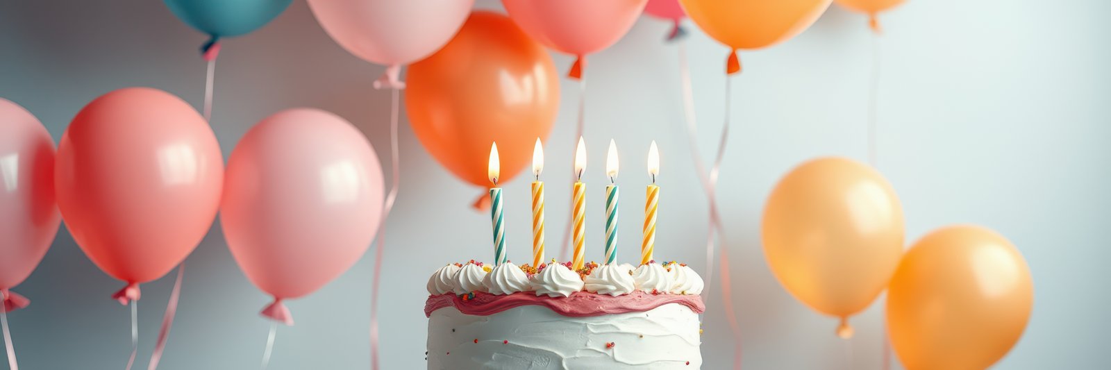 Celebration with a colorful birthday cake and vibrant balloons at a joyful party